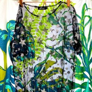 Motel Rocks Mesh T-Shirt dress with silver glitter